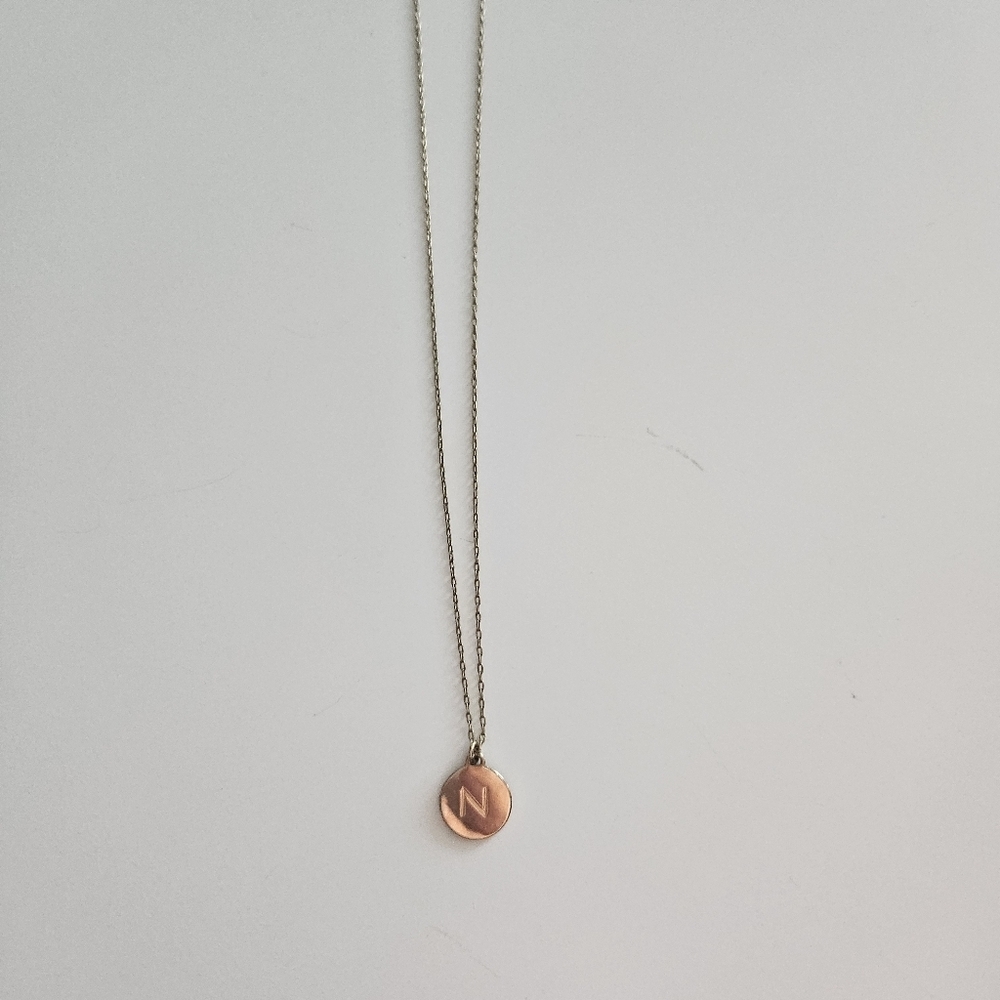 NWOT Kate Spade 12K Gold Plated Initial Mini Pendant Necklace- N - Picture 4 of 5